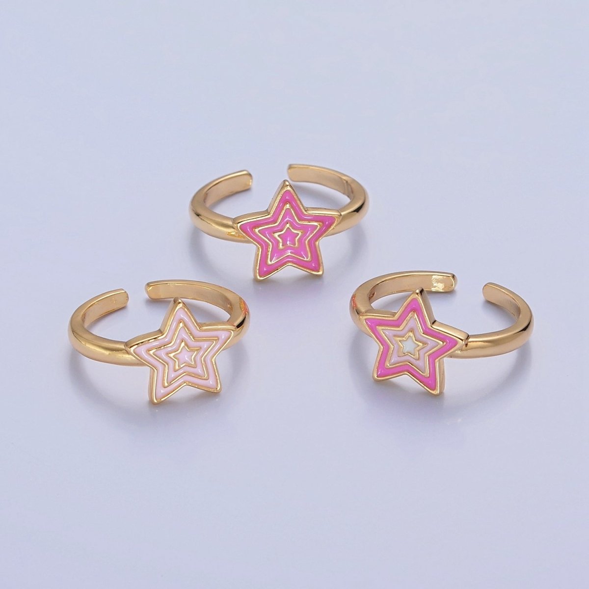 Kawaii Star Ring for Kids Jewelry Open Adjustable Ring O-2212 O-2213 O-2214 - DLUXCA