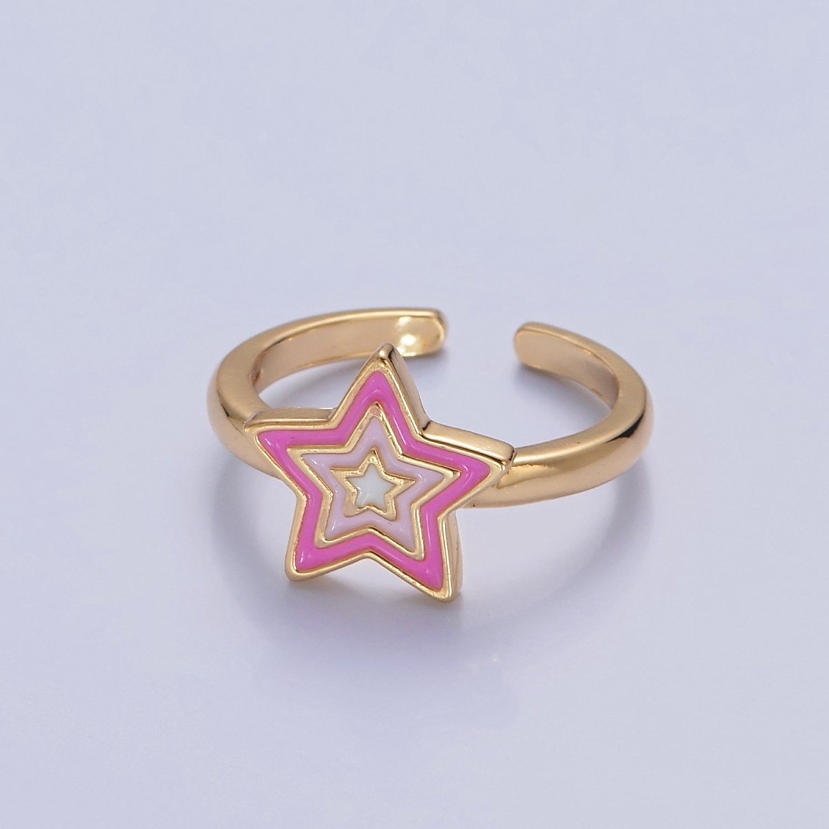 Kawaii Star Ring for Kids Jewelry Open Adjustable Ring O-2212 O-2213 O-2214 - DLUXCA