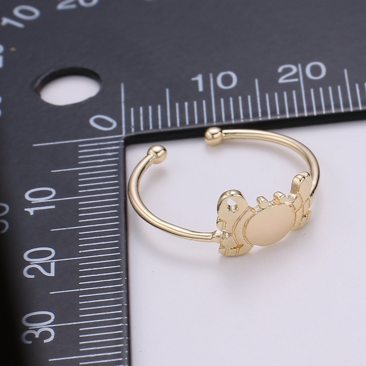 King Crab 18k Gold Ring, Adjustable Gold Curb Ring, Simple Ocean Life Ring, The Animal Ring- R-261 - DLUXCA