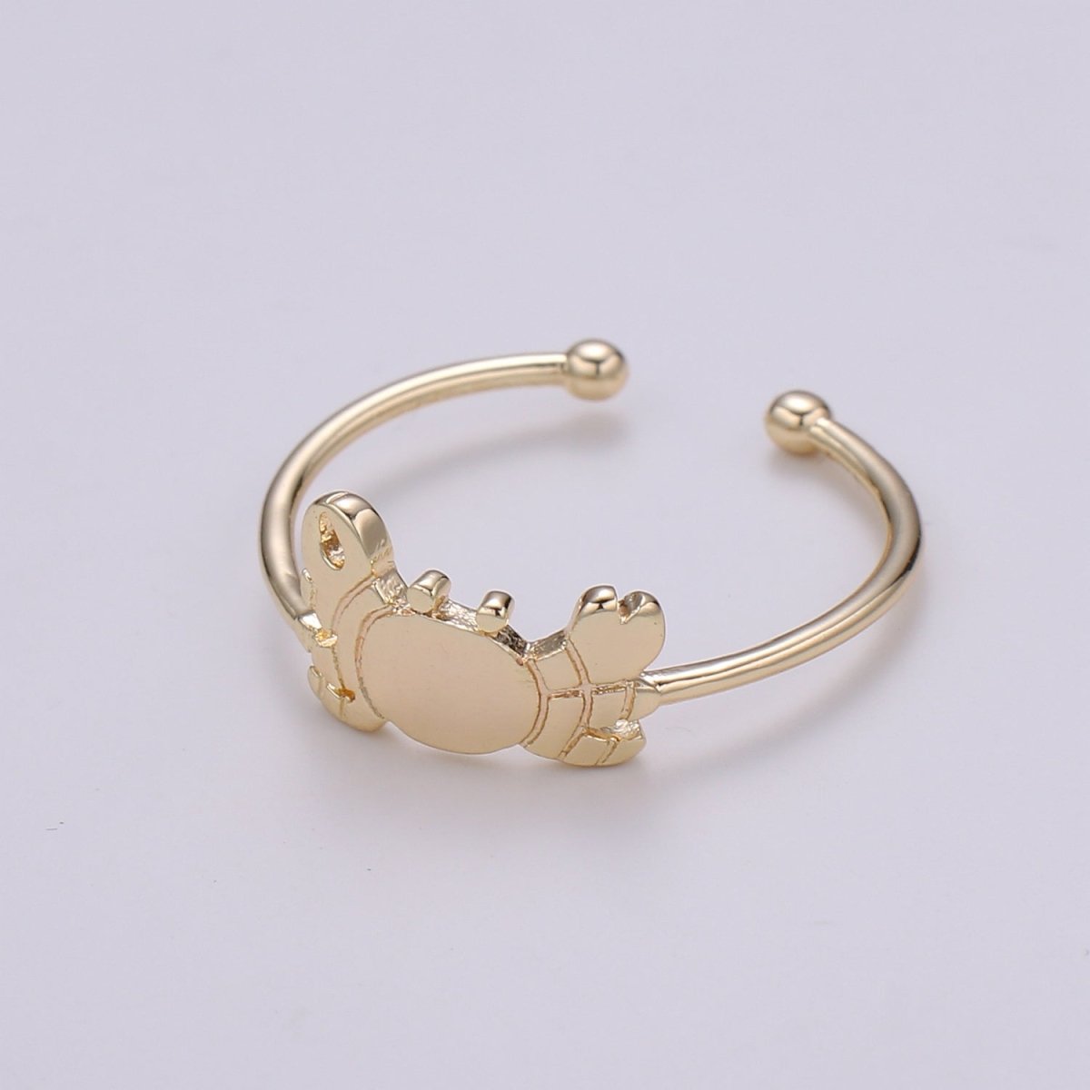 King Crab 18k Gold Ring, Adjustable Gold Curb Ring, Simple Ocean Life Ring, The Animal Ring- R-261 - DLUXCA