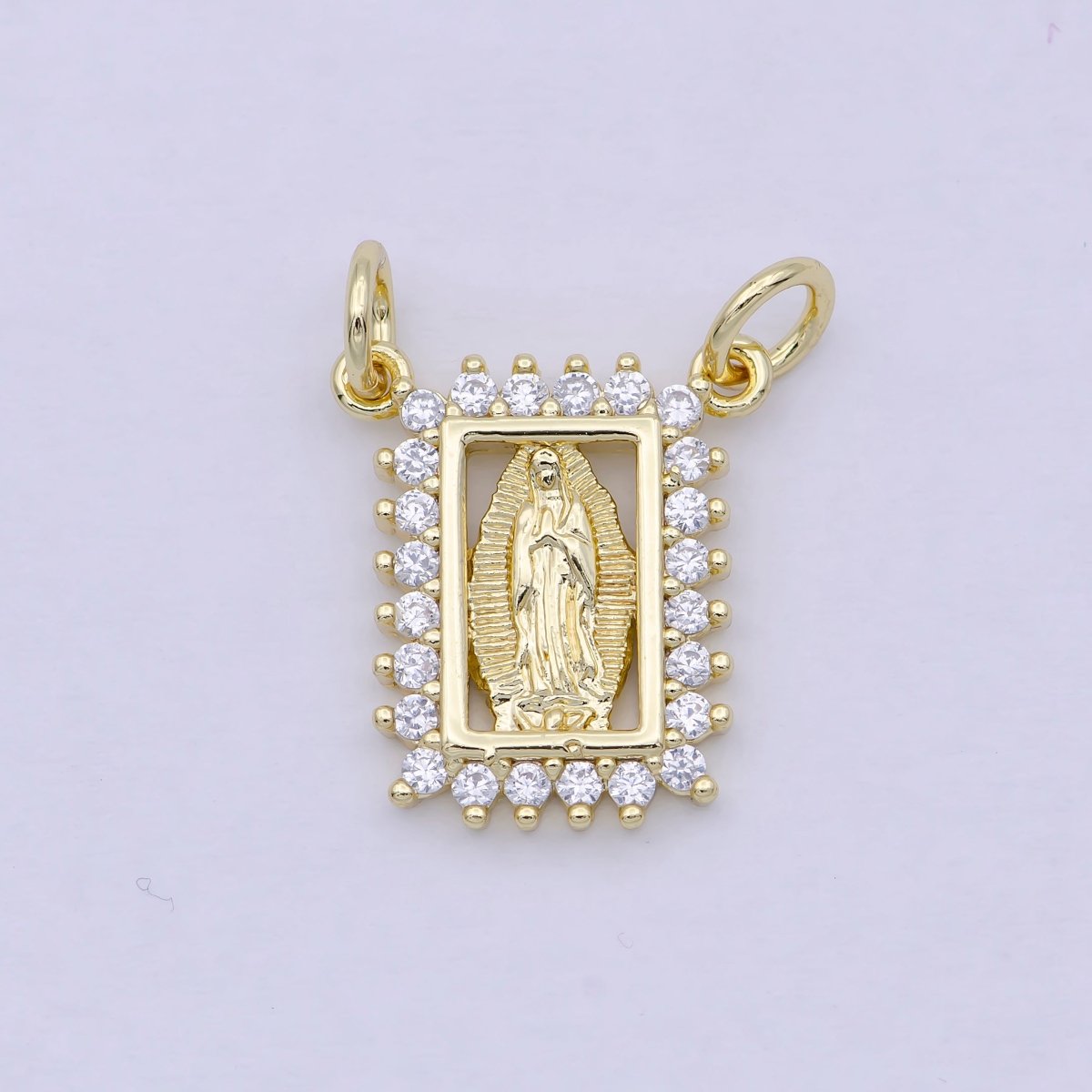 Lady Guadalupe Charms Link Connector Micro Pave Virgin Mary Charm 2 Hole Charm for Bracelet Necklace Component W-185 - DLUXCA