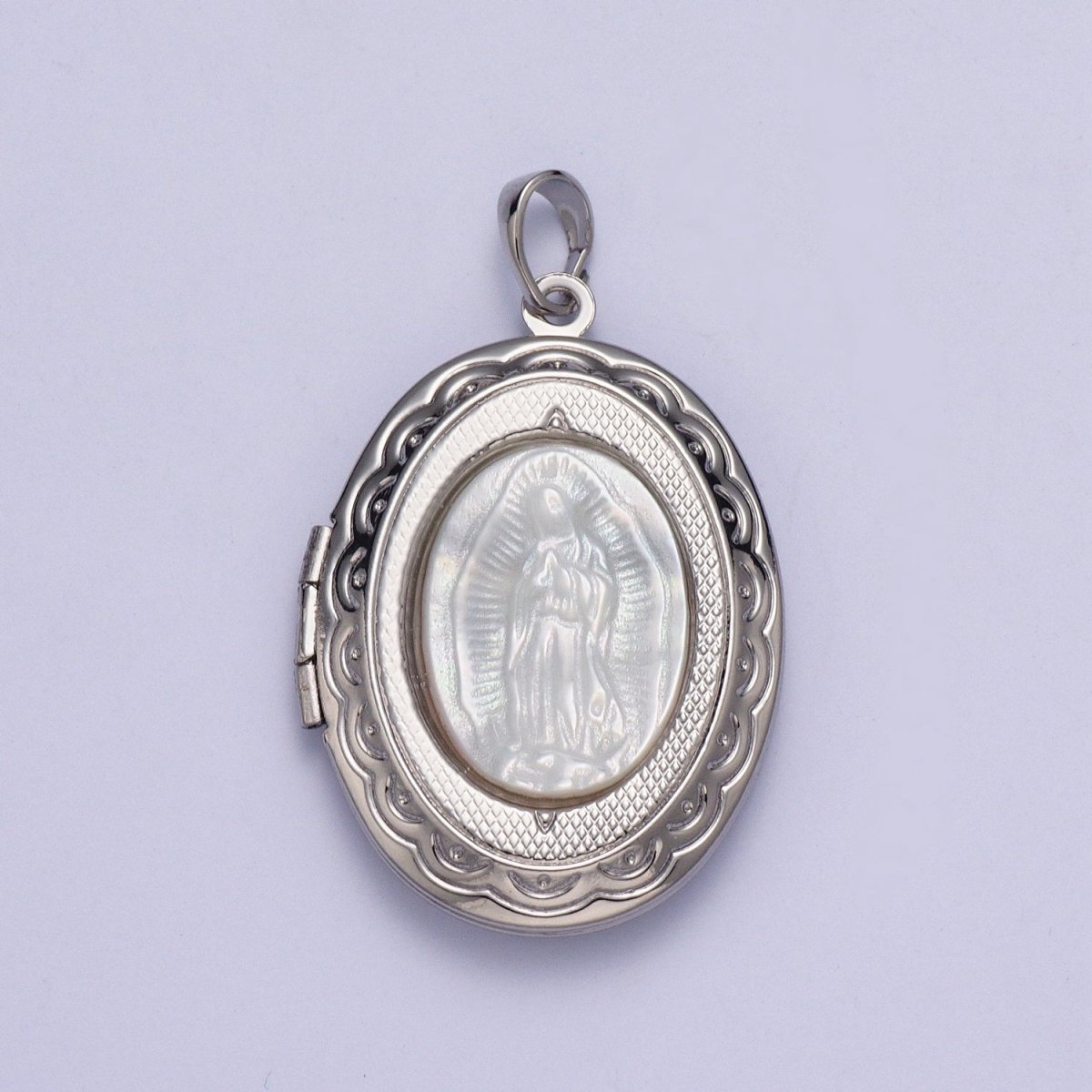 Lady of Guadalupe Detailed Double Sided Locket Pendant Open Locket Pearl Necklace Bracelet Supply | X-469 X-470 X-471 - DLUXCA