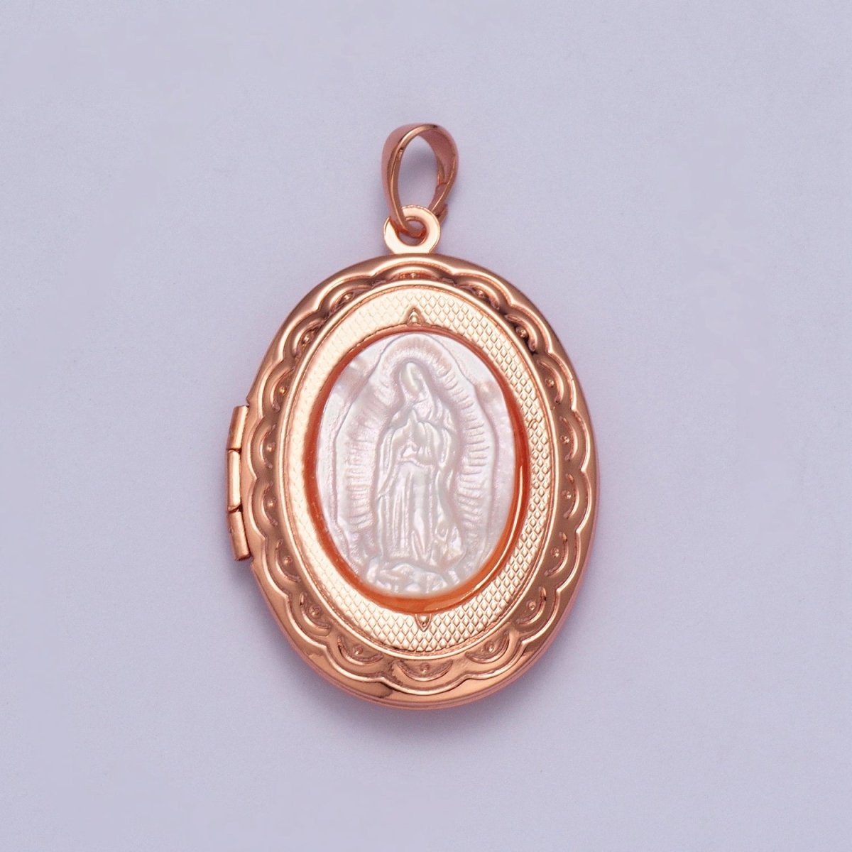 Lady of Guadalupe Detailed Double Sided Locket Pendant Open Locket Pearl Necklace Bracelet Supply | X-469 X-470 X-471 - DLUXCA
