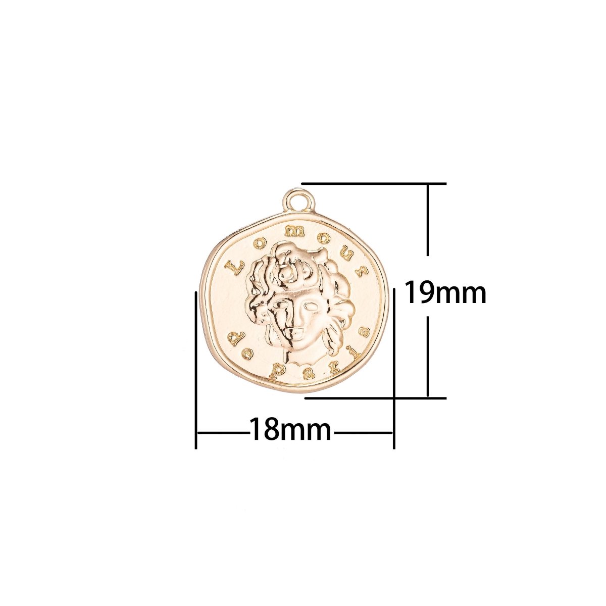 L'Amour de Paris Gold Filled Pendant Coin Medallion Charm for Bracelet Dainty Delicate Necklace Earring Findings for Jewelry Making - DLUXCA