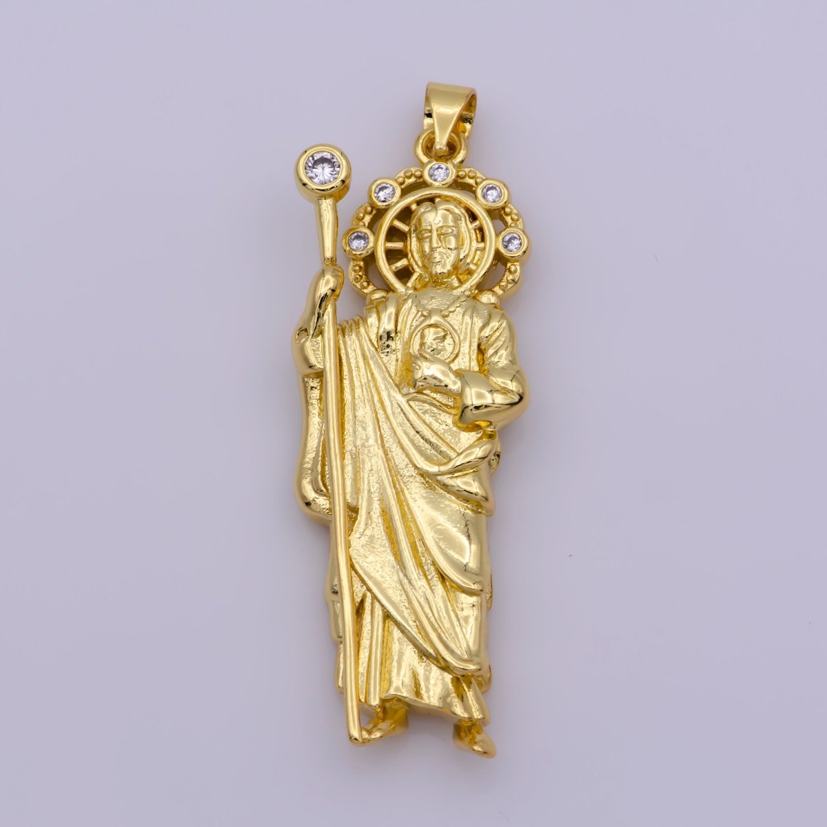 Large Gold St Jude Pendant San Judas Tadeo Medalla Charm medallion Patron Saint of Hopeless Cause Rosary Necklace Jewelry Supply N-1338 N-1339 - DLUXCA