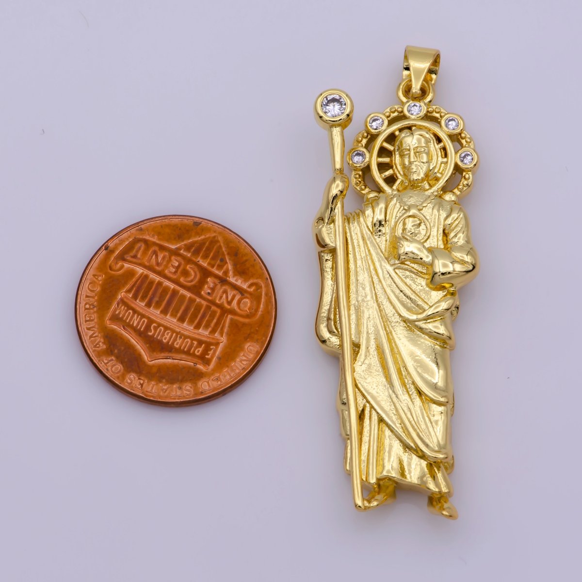 Large Gold St Jude Pendant San Judas Tadeo Medalla Charm medallion Patron Saint of Hopeless Cause Rosary Necklace Jewelry Supply N-1338 N-1339 - DLUXCA