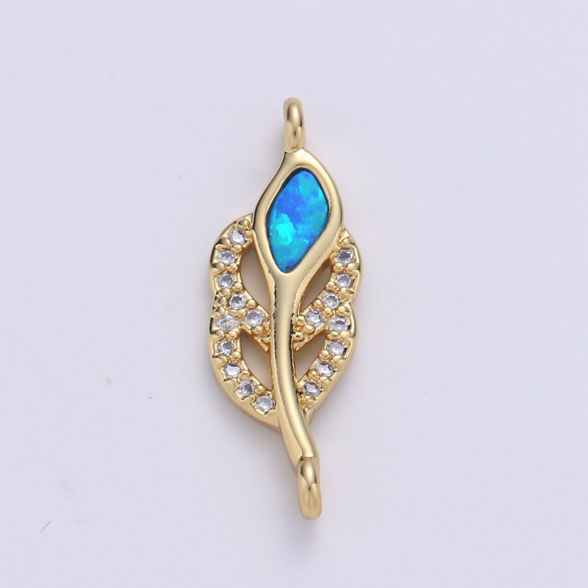 Leaf Cubic Pave 14K Gold FIlling Connector Blue Red White Dainty Connector for Necklace Bracelet Supply F-494 F-495 F-496 - DLUXCA