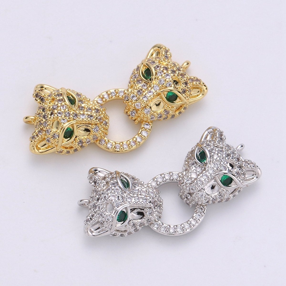 Leopard Charms Bracelet Connector Gold Silver Link Connector Animal Jewelry Supplies Component Curved for Bracelet Component F-446 F-447 - DLUXCA