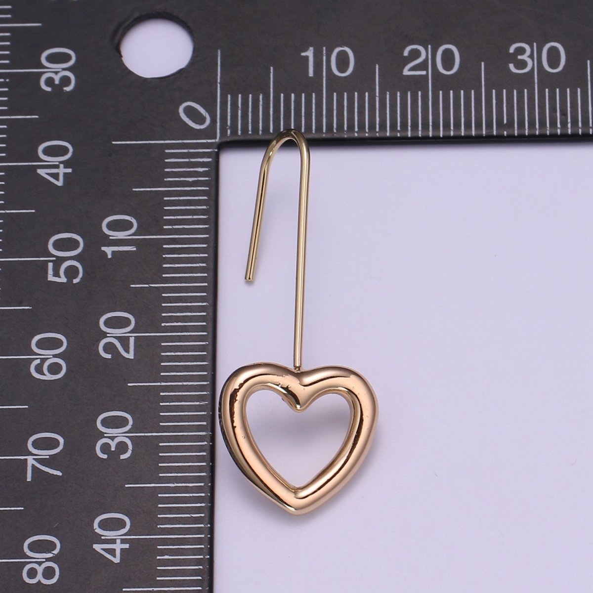 Light Gold Earring Hooks - 18K Gold filled Heart Ear Wires - Gold Ear Hook - Jewelry Findings for Minimalist jewelry gift P-081 - DLUXCA