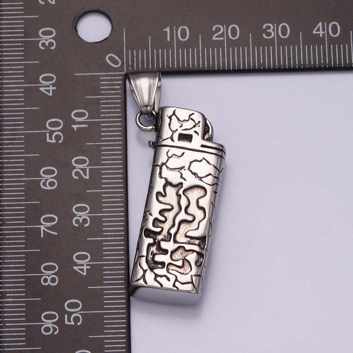 Lighter Pendant Necklace, Silver Lighter Charm Necklace for Men Jewelry X-640 - DLUXCA