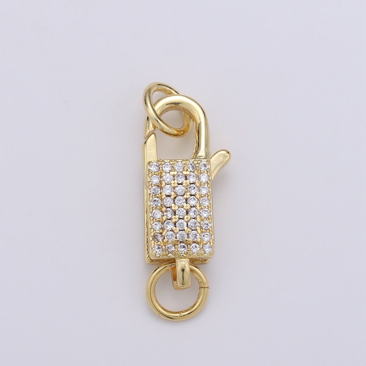 Lobster Clasp with Rings Rectangular Jewelry End Clasp Charms Supplies For DIY Jewelry Making K-730 - DLUXCA