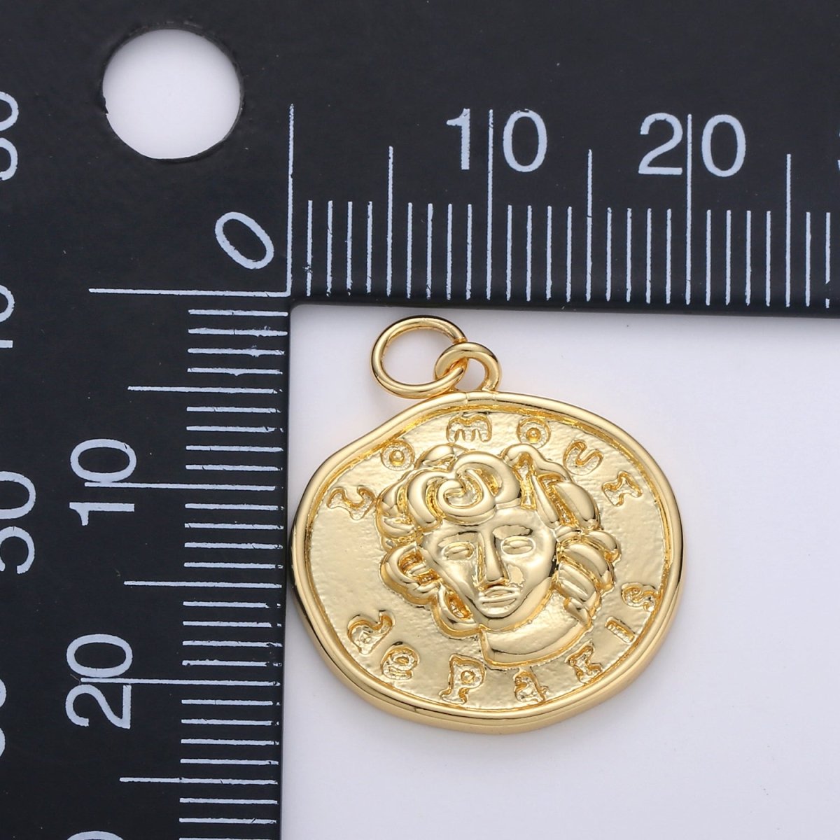 Lomoui de Paris Gold Rustic Coin Gold Filled Charm - D-514 - DLUXCA