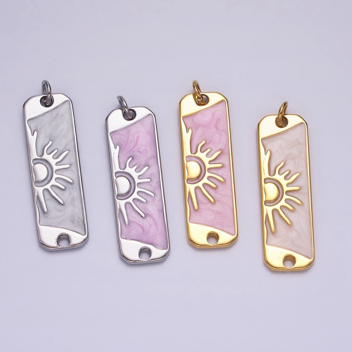 Long Bar Sun Charm Silver Gold Sun Rise Good Morning Earth Day Necklace Pendant AC581 AC582 AC583 AC584 - DLUXCA