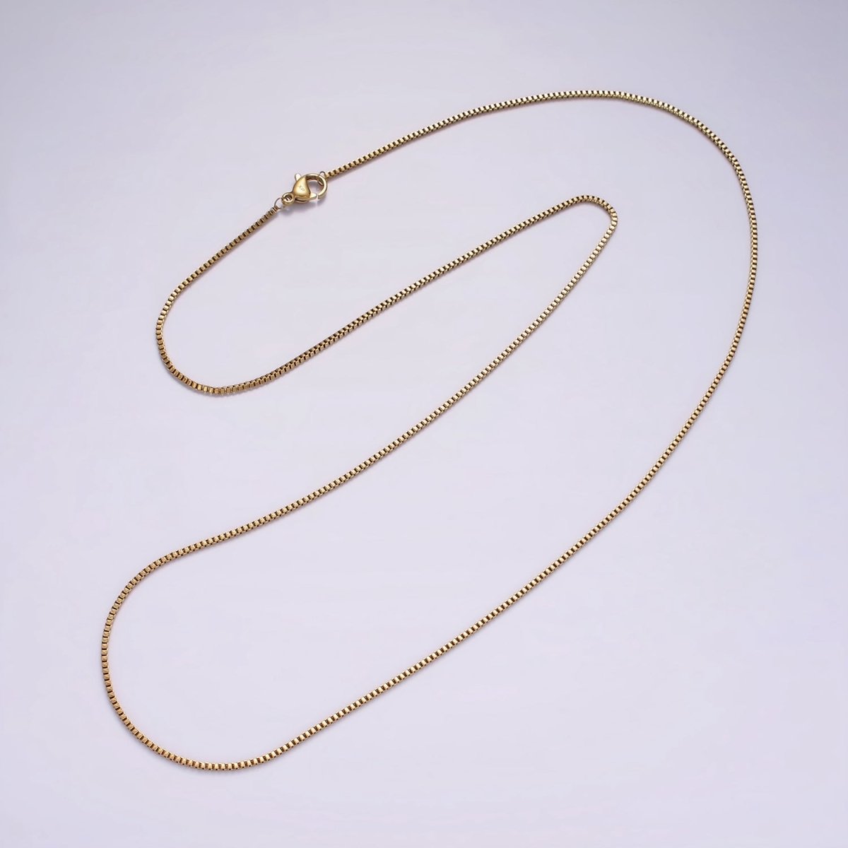 Long Box Chain Necklace Gold Box Chain Stainless Chain 23.5 inch | WA-2359 - DLUXCA