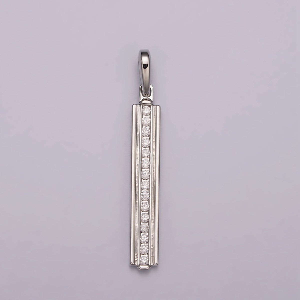 Long Cubic Zirconia Stick Bar Cubic Zirconia Charms, Thin CZ Bar Pendant, Gold Filled over Brass N-1477 N-1478 - DLUXCA