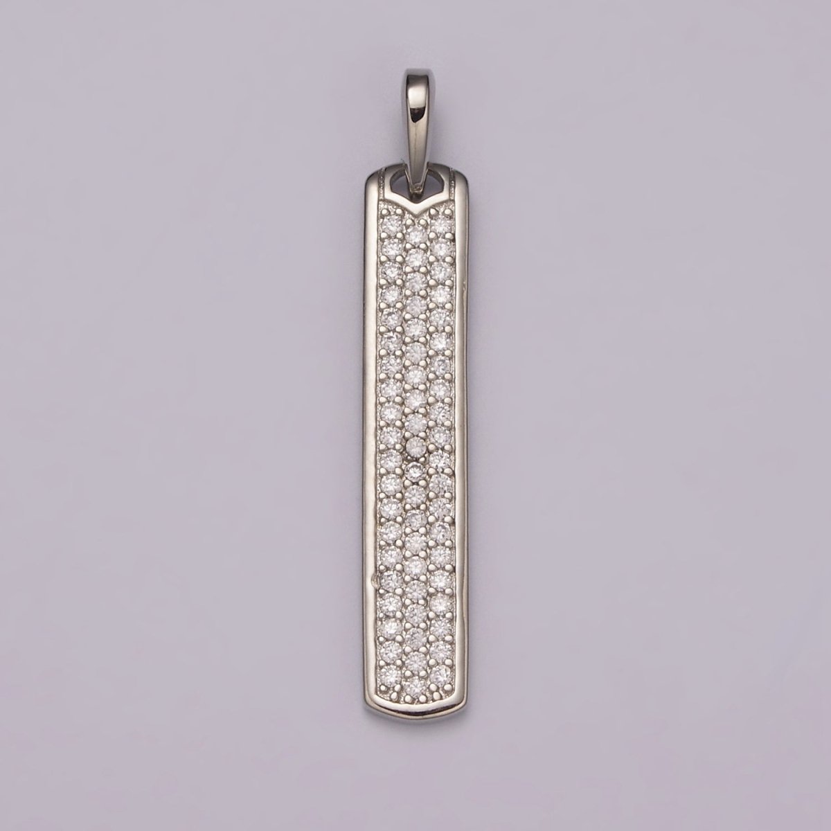 Long CZ Bar Pendant 24K Gold Filled Bar Pendant, Silver Bar Pendants N-1453 N-1454 - DLUXCA