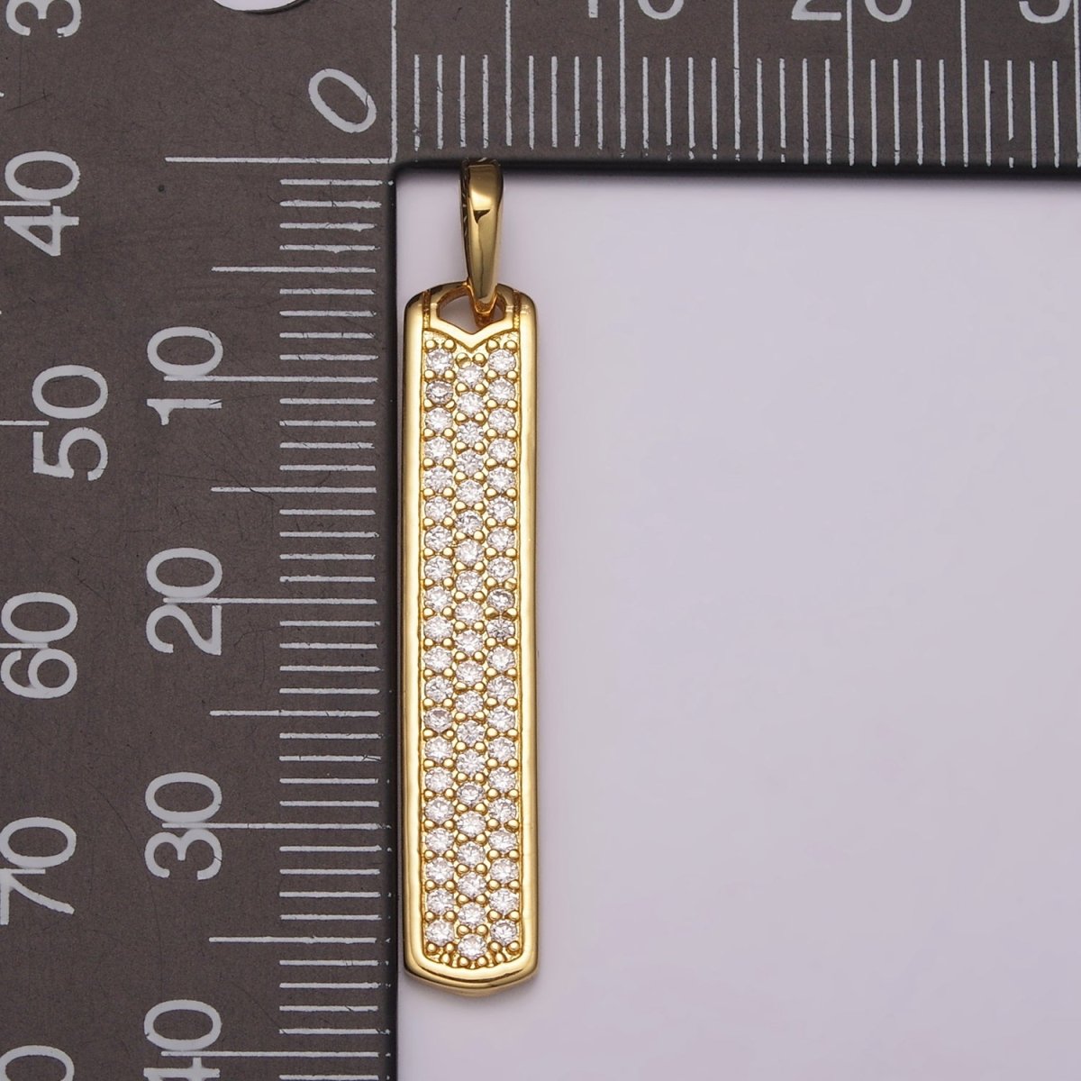 Long CZ Bar Pendant 24K Gold Filled Bar Pendant, Silver Bar Pendants N-1453 N-1454 - DLUXCA