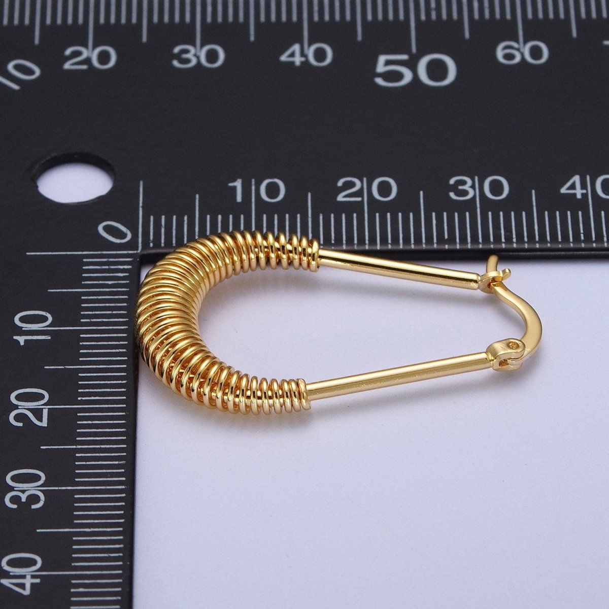 Long Drop Spiral Hoop Earring Statement Hoop Earrings Gold Oval Coil Earring Q-094 - DLUXCA