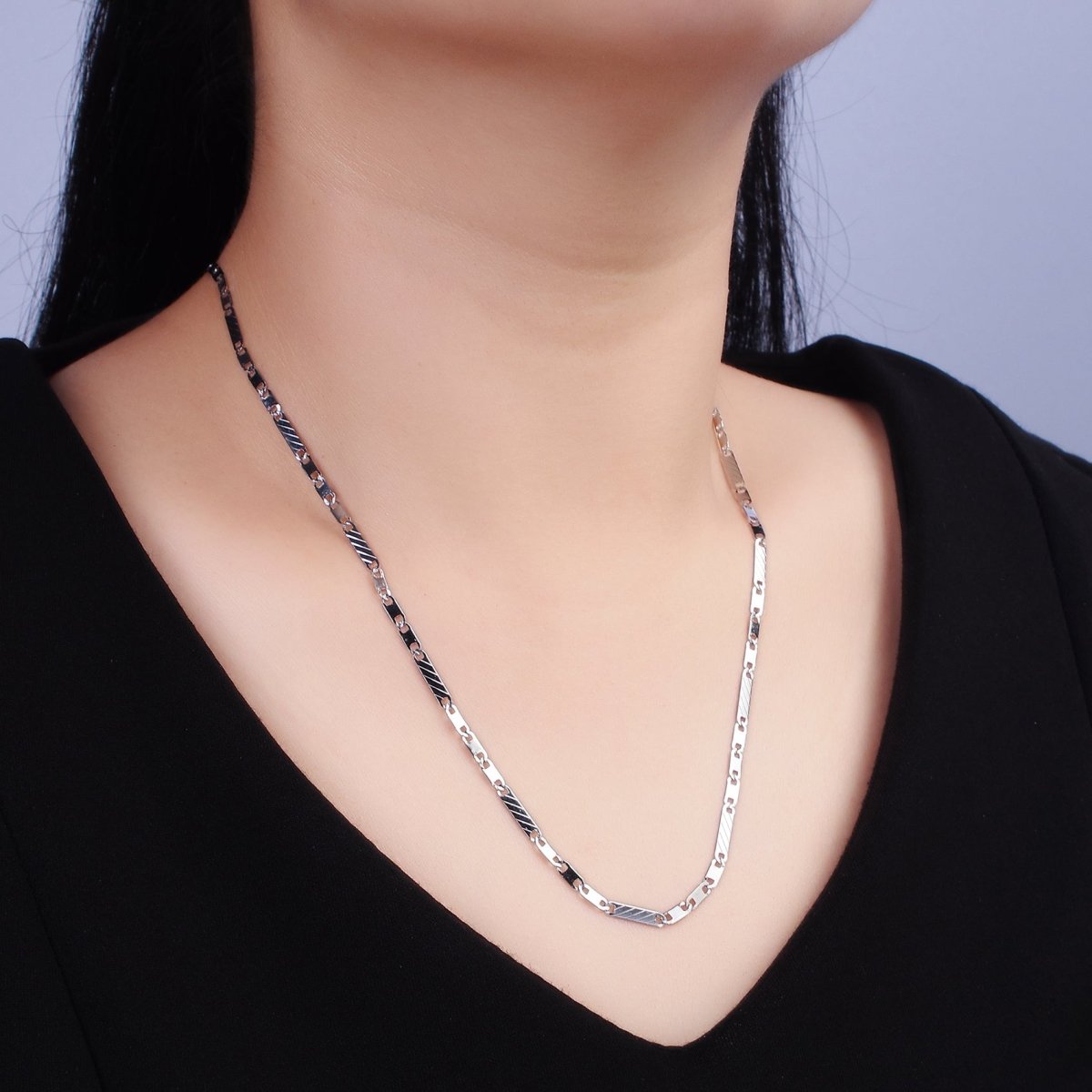 Long Flat Mariner Anchor Chain Necklace for Women Stainless Steel Necklace 20 inch long | WA-2098 Clearance Pricing - DLUXCA
