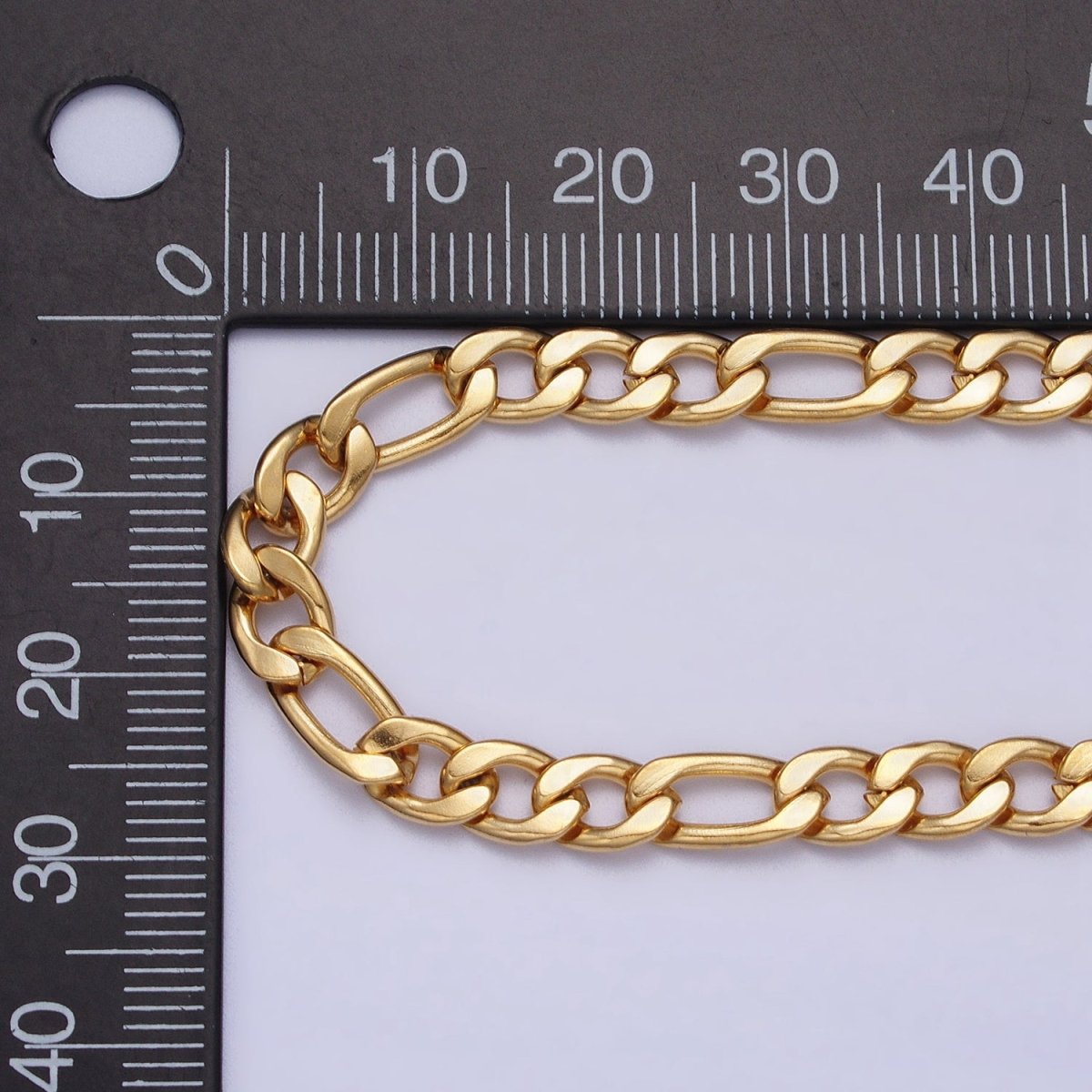 Long Gold Figaro Chain Necklace Stainless Steel 5.2mm Thick Men's Chain 23.5 inch Necklace | WA-1587 WA-1588 Clearance Pricing - DLUXCA