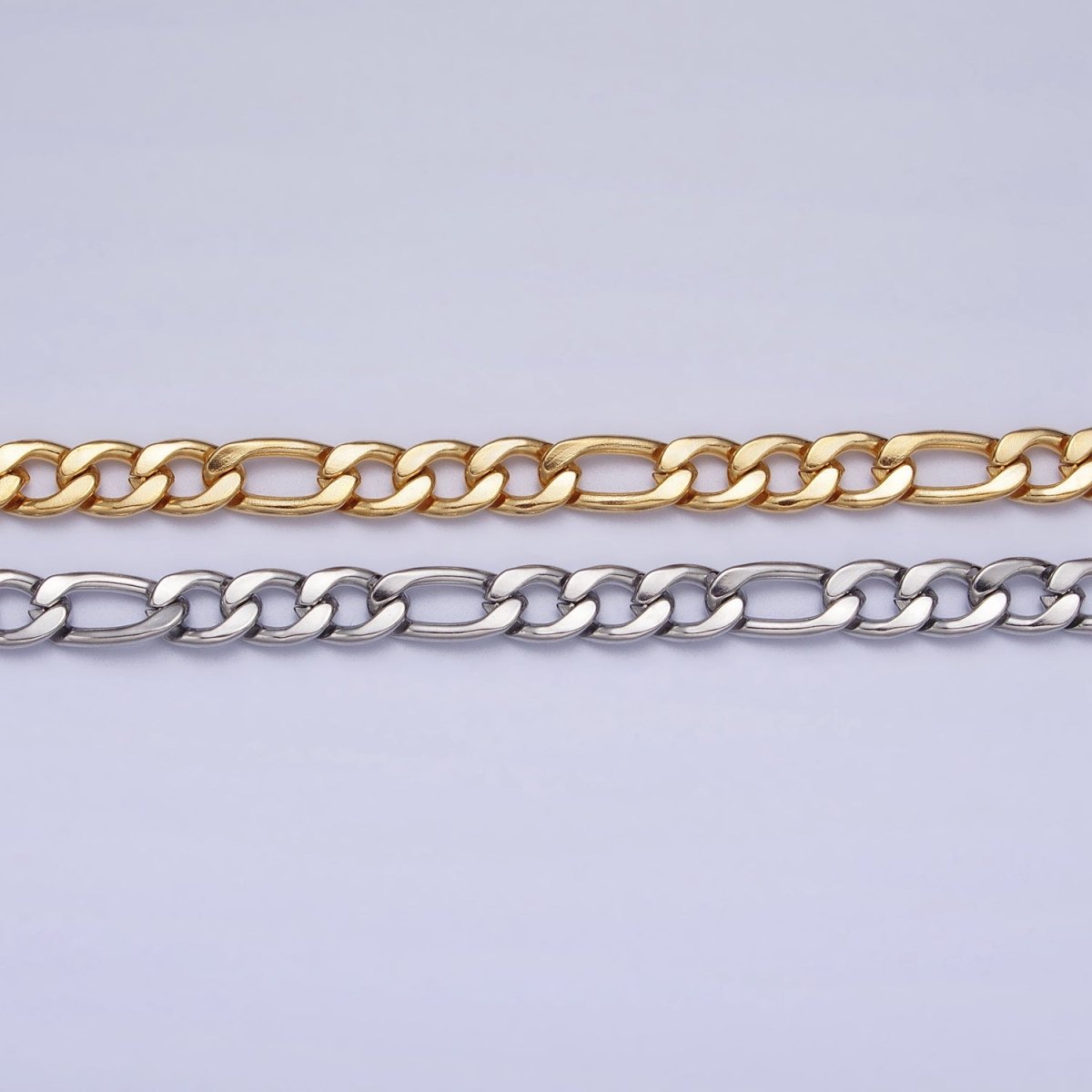 Long Gold Figaro Chain Necklace Stainless Steel 5.2mm Thick Men's Chain 23.5 inch Necklace | WA-1587 WA-1588 Clearance Pricing - DLUXCA