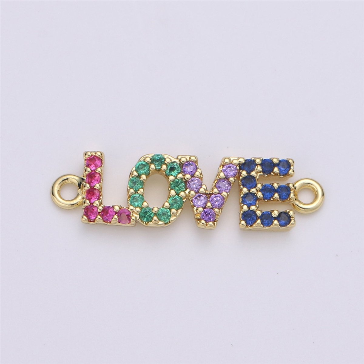 Love Charm Connector, Bracelet Connector, Jewelry Connectors, Love Charm, Necklace Connectors, Love Connectors, Micro Pave Cubic Zirconia F-379 - DLUXCA