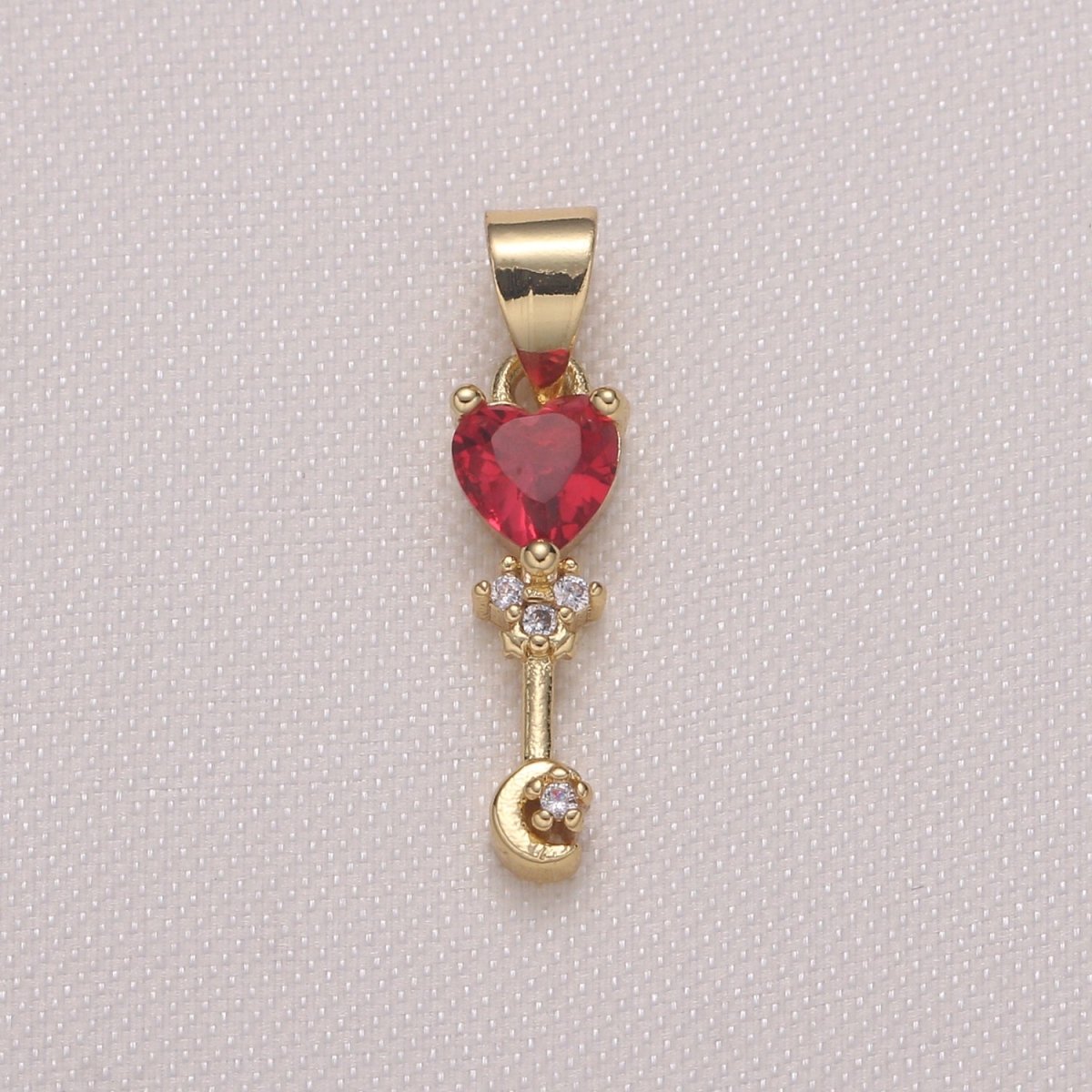 Love Cupid Stick Crystal Heart Golden Tiny Crescent Charms CZ Love Valentine Heart Charm Pendant GP-407 GP-588 GP-917 - DLUXCA