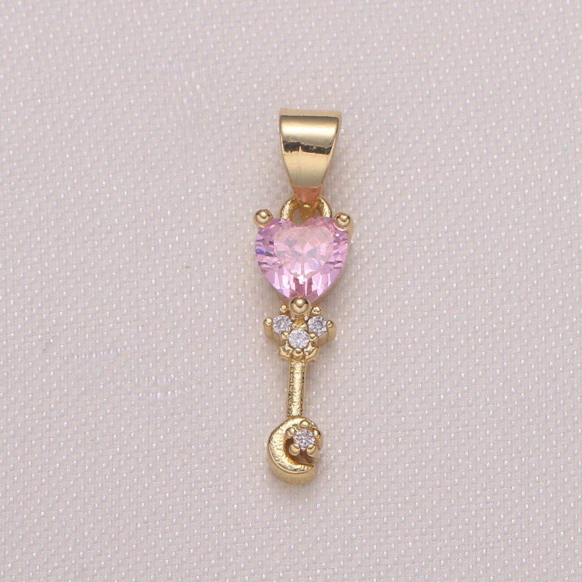 Love Cupid Stick Crystal Heart Golden Tiny Crescent Charms CZ Love Valentine Heart Charm Pendant GP-407 GP-588 GP-917 - DLUXCA