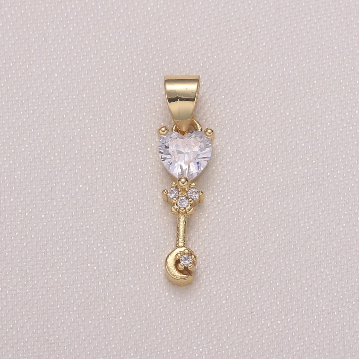 Love Cupid Stick Crystal Heart Golden Tiny Crescent Charms CZ Love Valentine Heart Charm Pendant GP-407 GP-588 GP-917 - DLUXCA