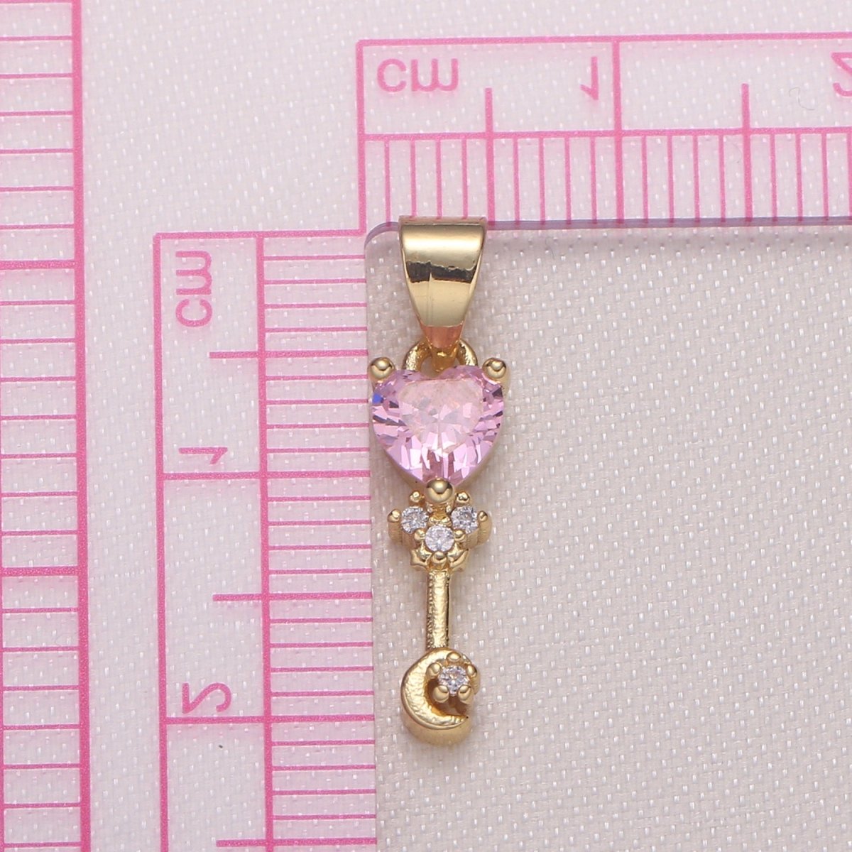 Love Cupid Stick Crystal Heart Golden Tiny Crescent Charms CZ Love Valentine Heart Charm Pendant GP-407 GP-588 GP-917 - DLUXCA