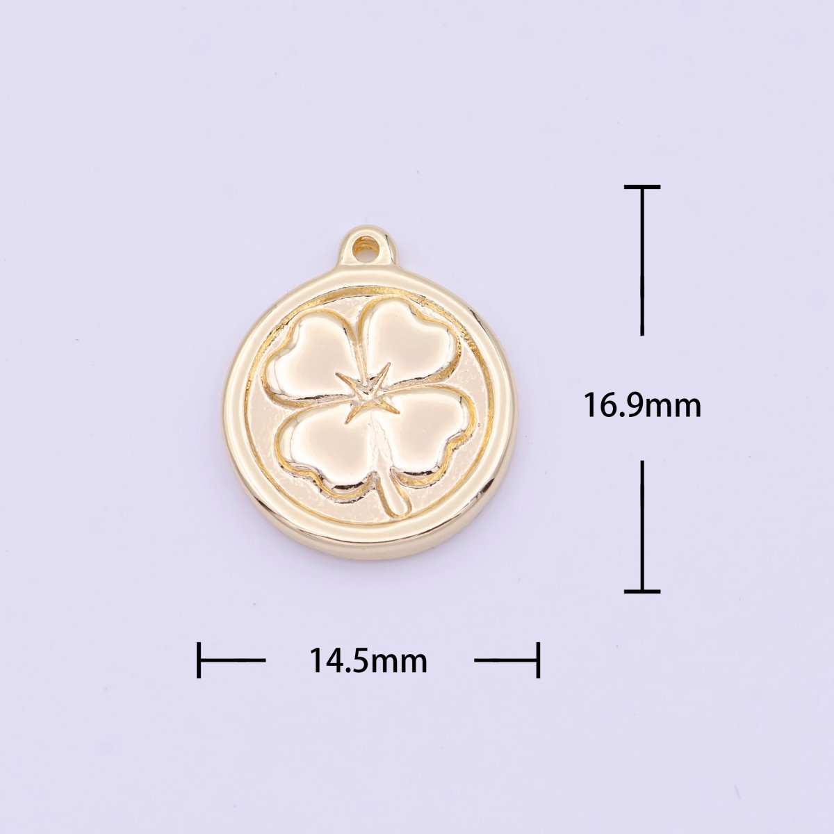 Lucky Clover Quatrefoil Coin Charm in Gold & Silver | D-398 D-453 - DLUXCA