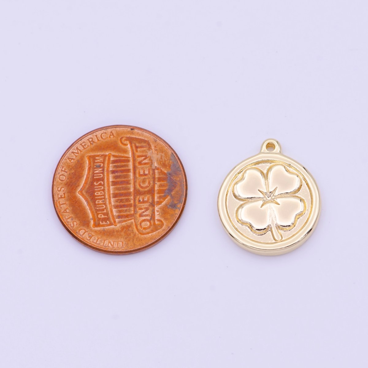 Lucky Clover Quatrefoil Coin Charm in Gold & Silver | D-398 D-453 - DLUXCA