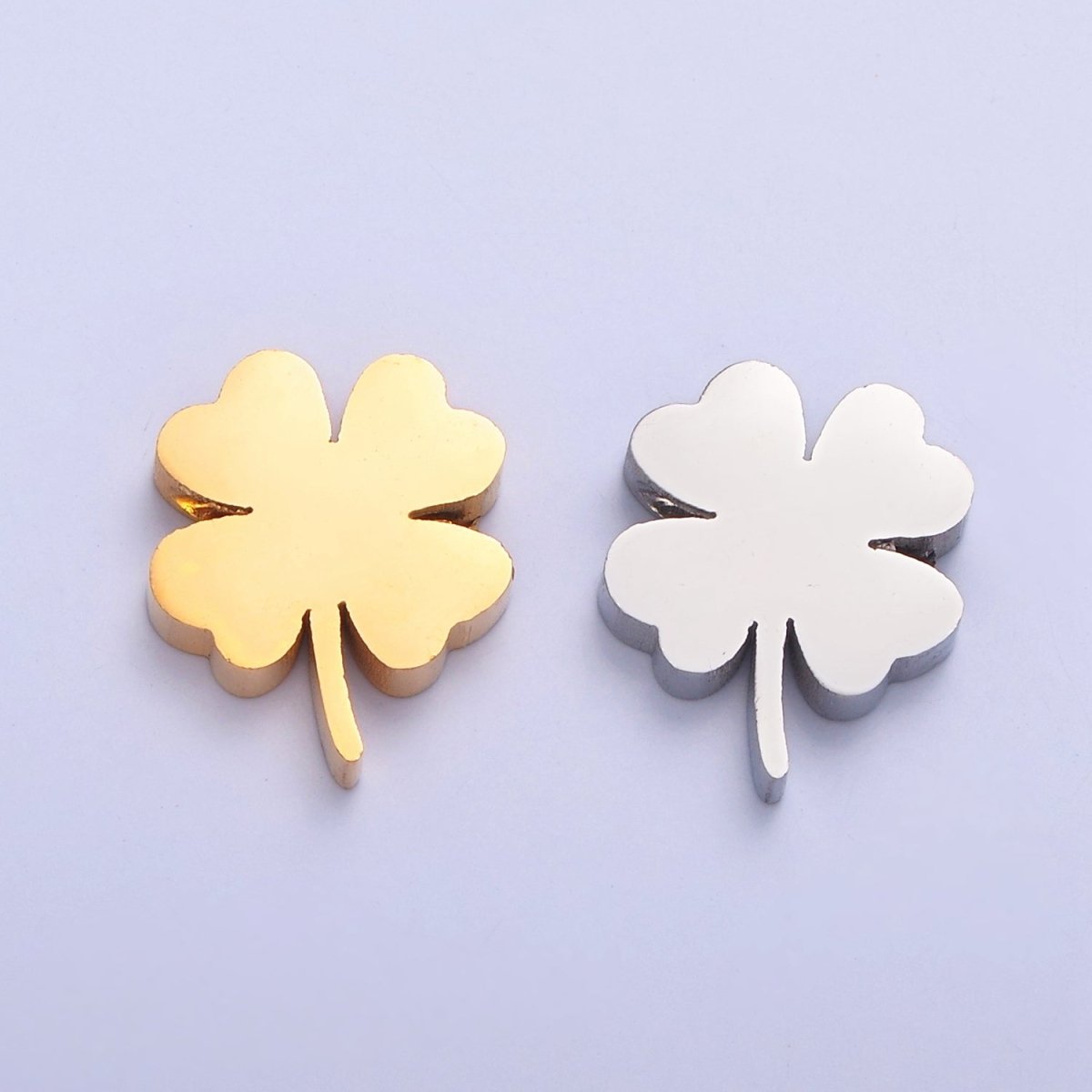 Lucky Clover Stainless Steel Beads. Minimalist Lucky Bead Jewelry Component For DIY Jewelry Making, W-843 W-844 - DLUXCA