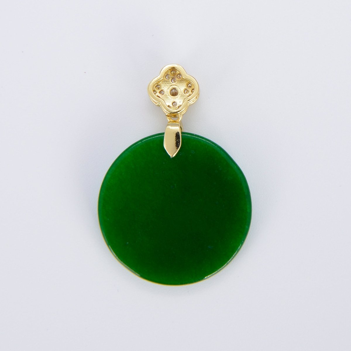 Lucky Genuine Green Jade Circle Coin Pendant for Necklace Jewelry Making Supply O-222 - DLUXCA