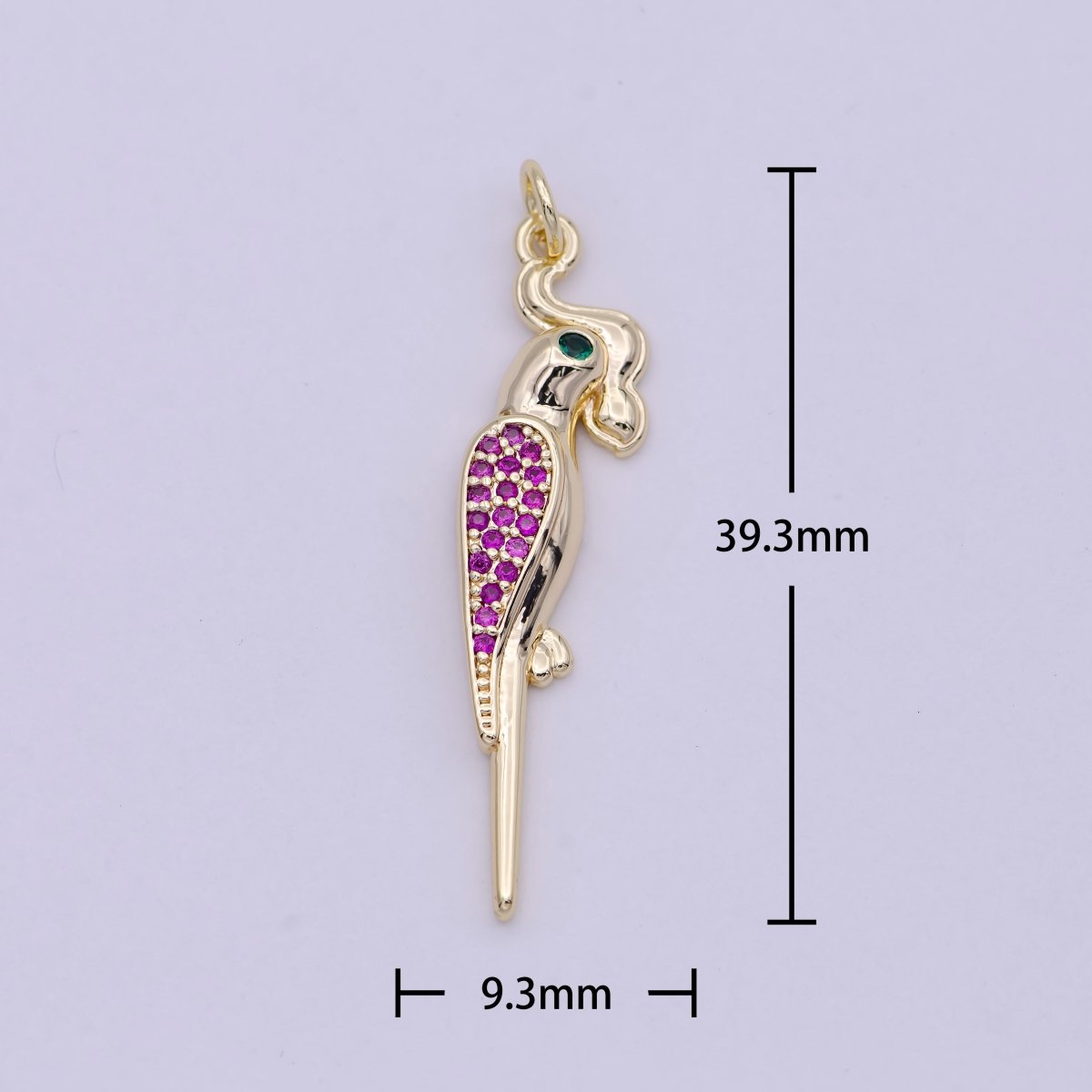 Macaw Parrot Gold Filled Charm Micro Pave Bird Pendant N-451 - DLUXCA