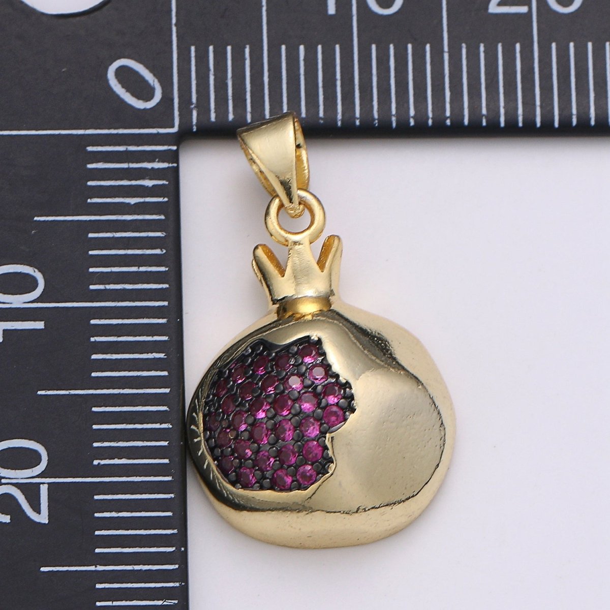 Magenta Crystal Little Crown in Round Gold Filled Pendants J-250 - DLUXCA