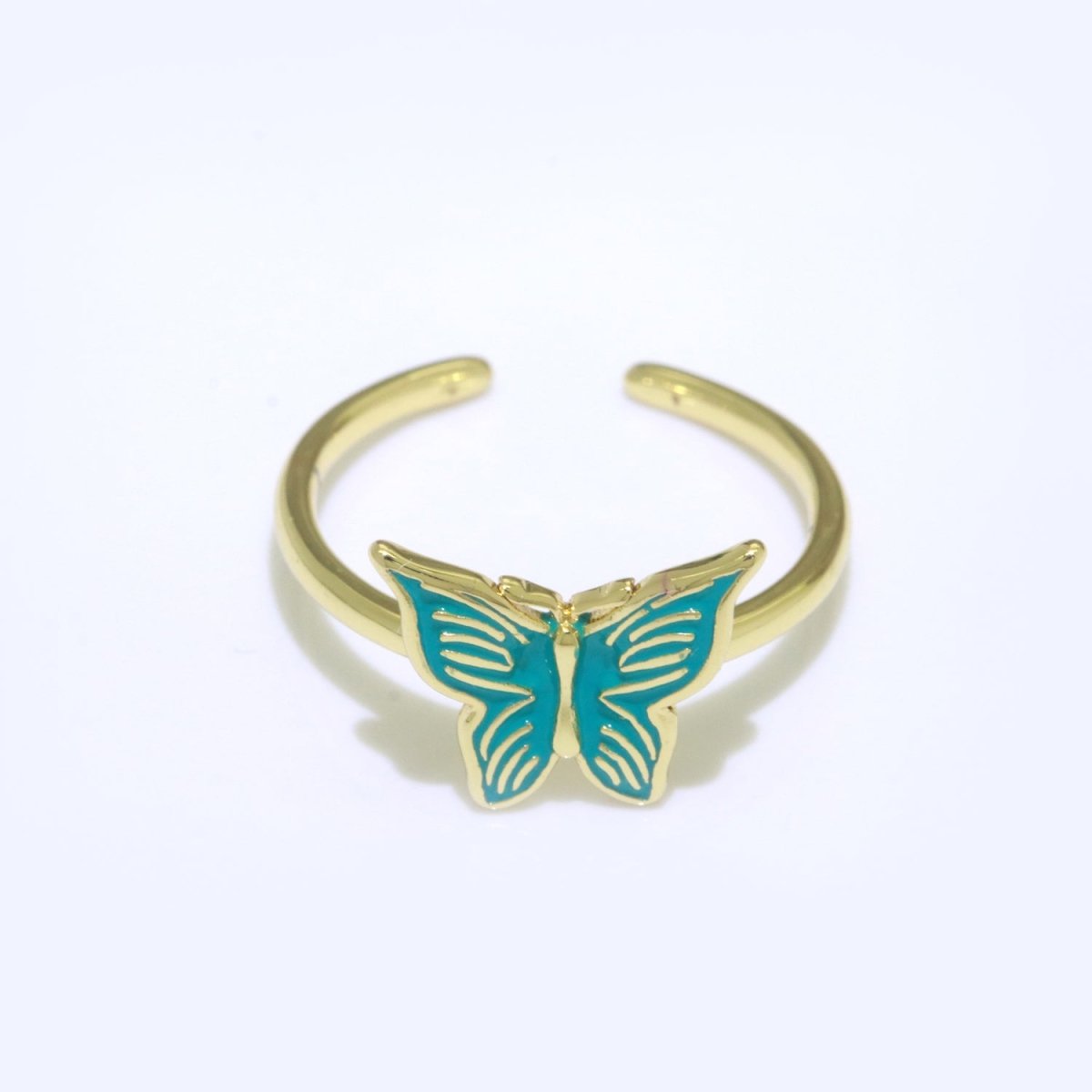 Mariposa Butterfly Ring Enamel Ring Open Adjustable in 14K Gold Filled S-085 ~ S-094 - DLUXCA