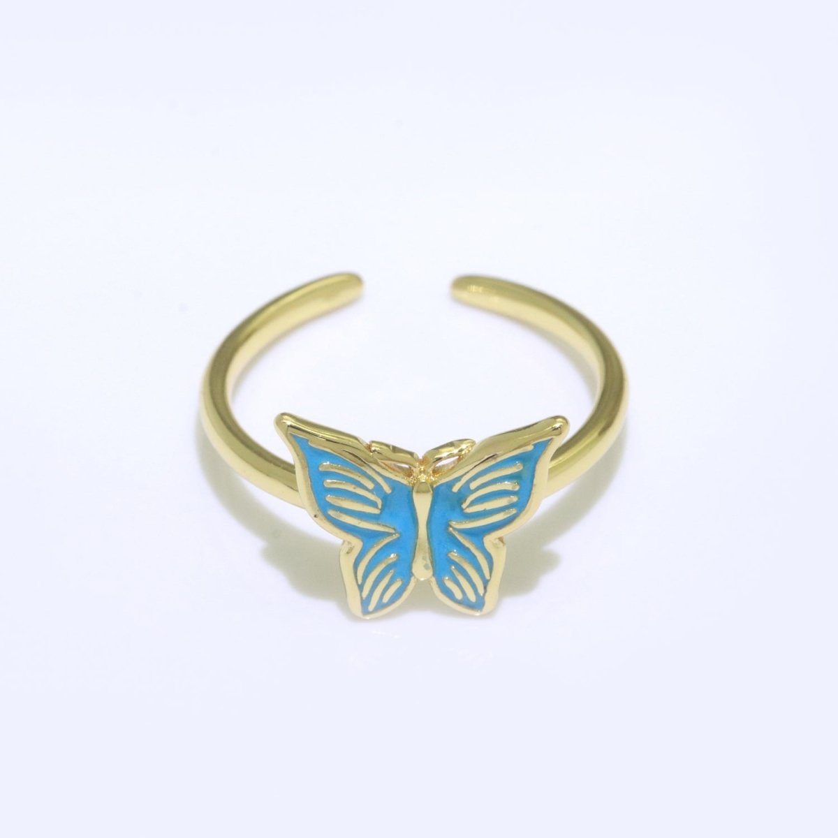 Mariposa Butterfly Ring Enamel Ring Open Adjustable in 14K Gold Filled S-085 ~ S-094 - DLUXCA