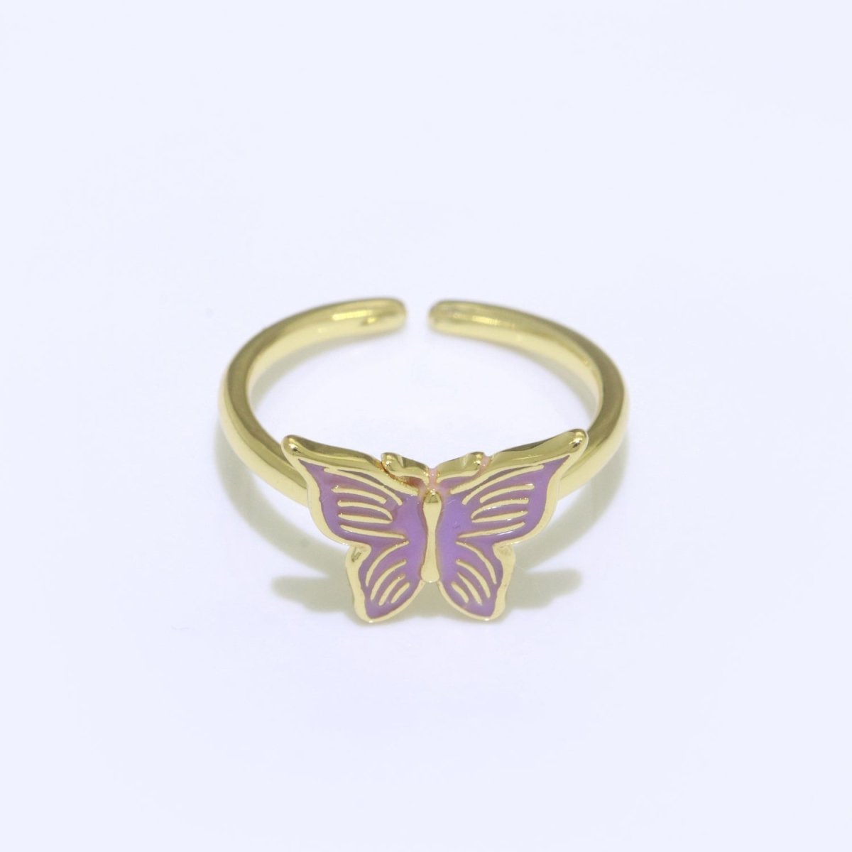 Mariposa Butterfly Ring Enamel Ring Open Adjustable in 14K Gold Filled S-085 ~ S-094 - DLUXCA