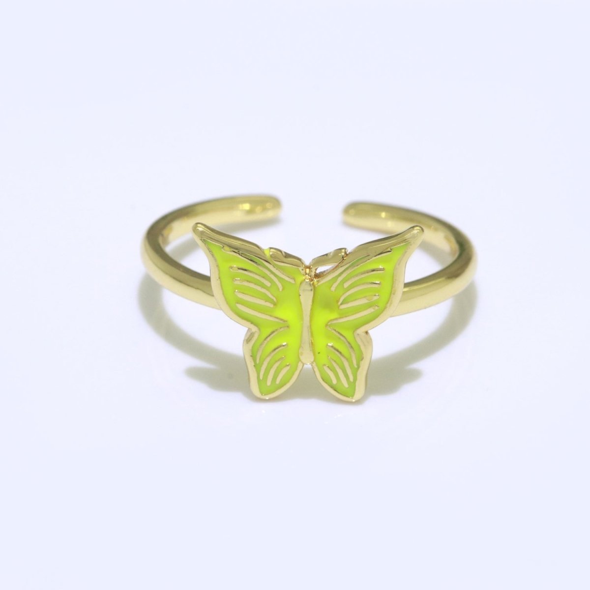 Mariposa Butterfly Ring Enamel Ring Open Adjustable in 14K Gold Filled S-085 ~ S-094 - DLUXCA