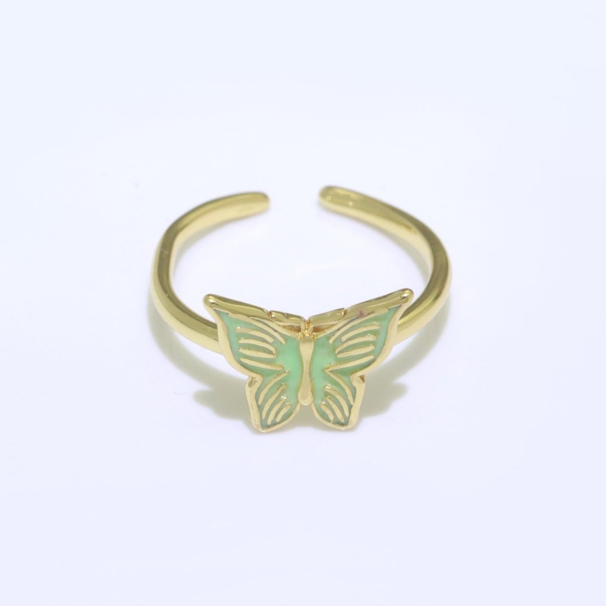 Mariposa Butterfly Ring Enamel Ring Open Adjustable in 14K Gold Filled S-085 ~ S-094 - DLUXCA