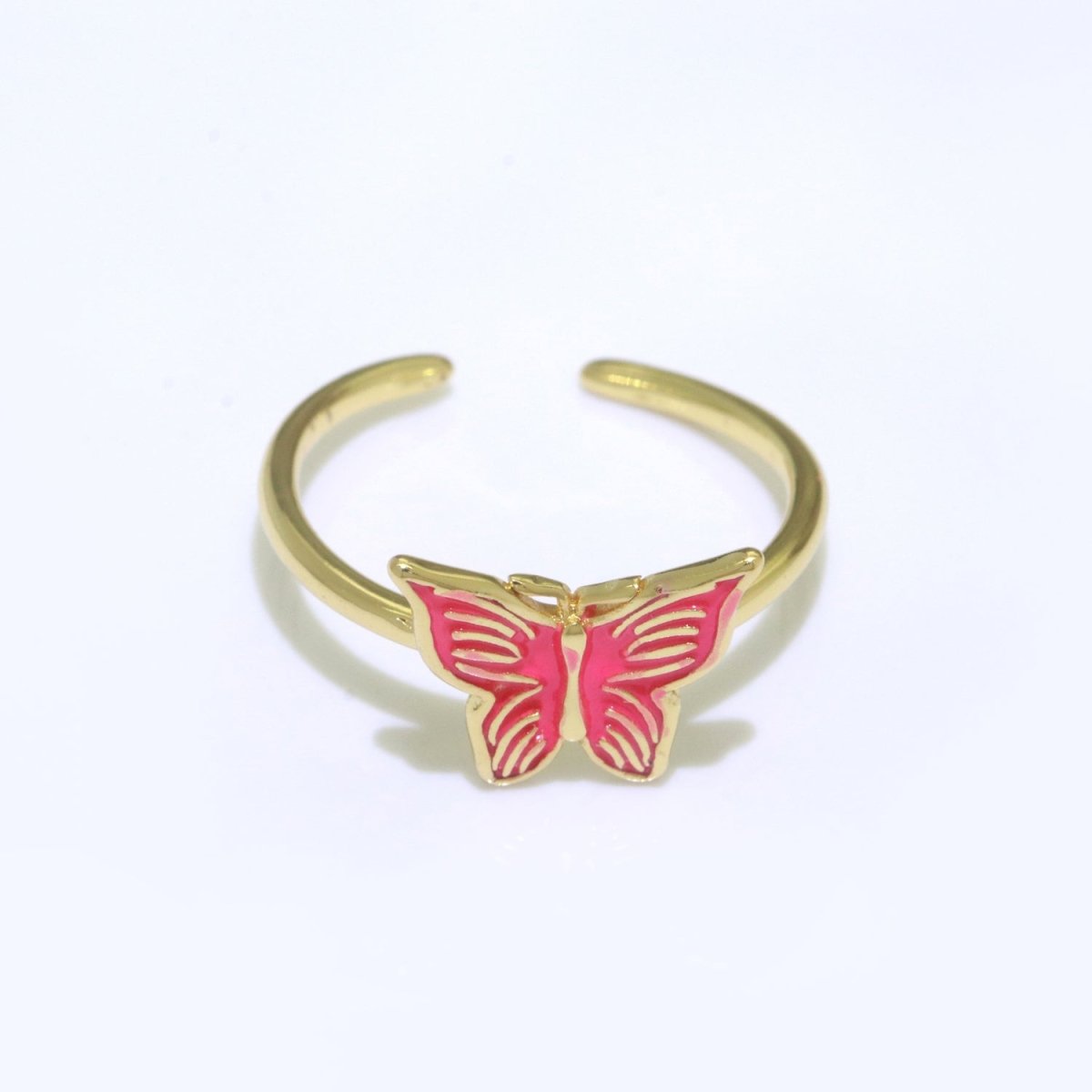 Mariposa Butterfly Ring Enamel Ring Open Adjustable in 14K Gold Filled S-085 ~ S-094 - DLUXCA