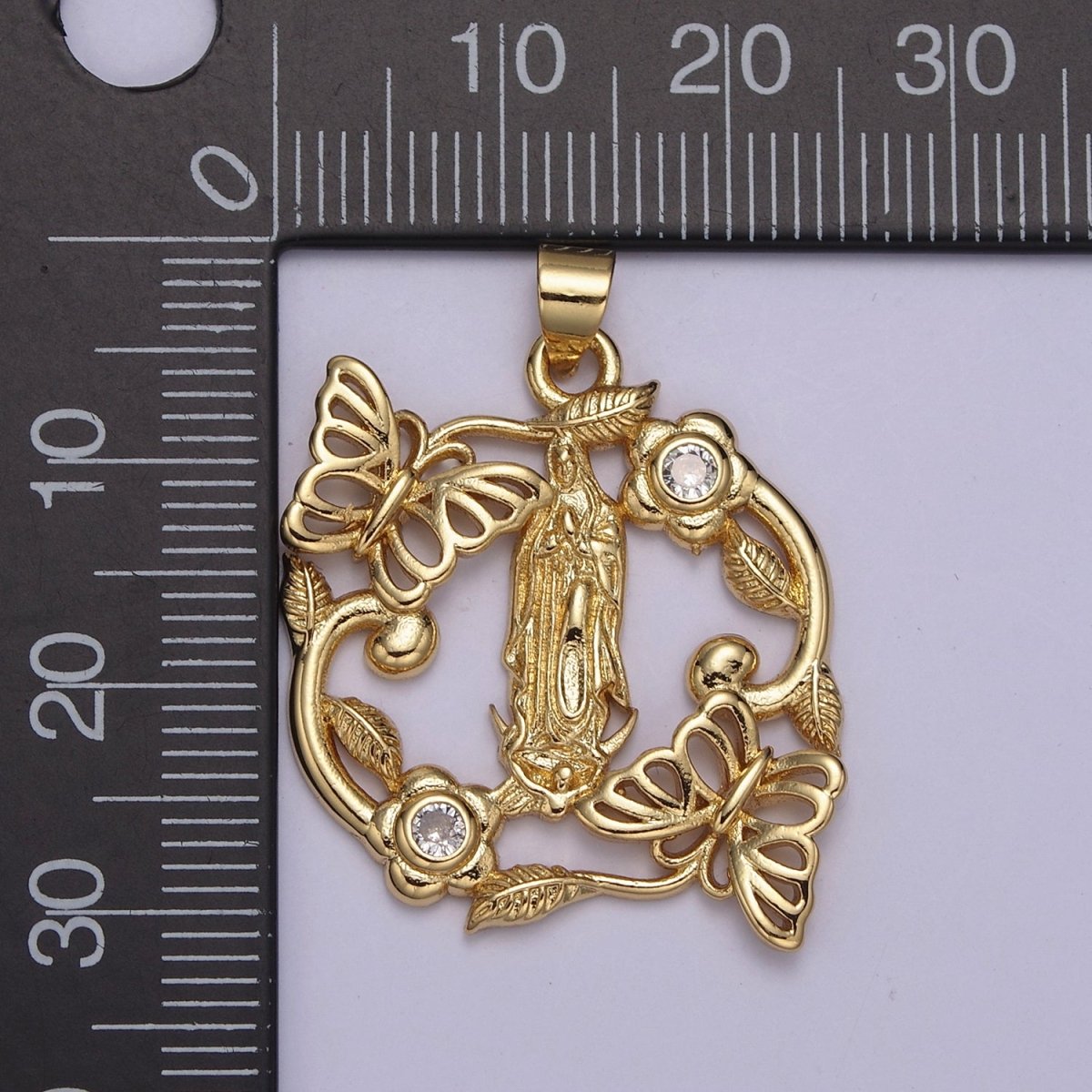 Mariposa Gold Virgin Mary Our Lady Of Guadalupe Divine Mercy Medallion Pendant for Necklace Making Supply H-823 - DLUXCA