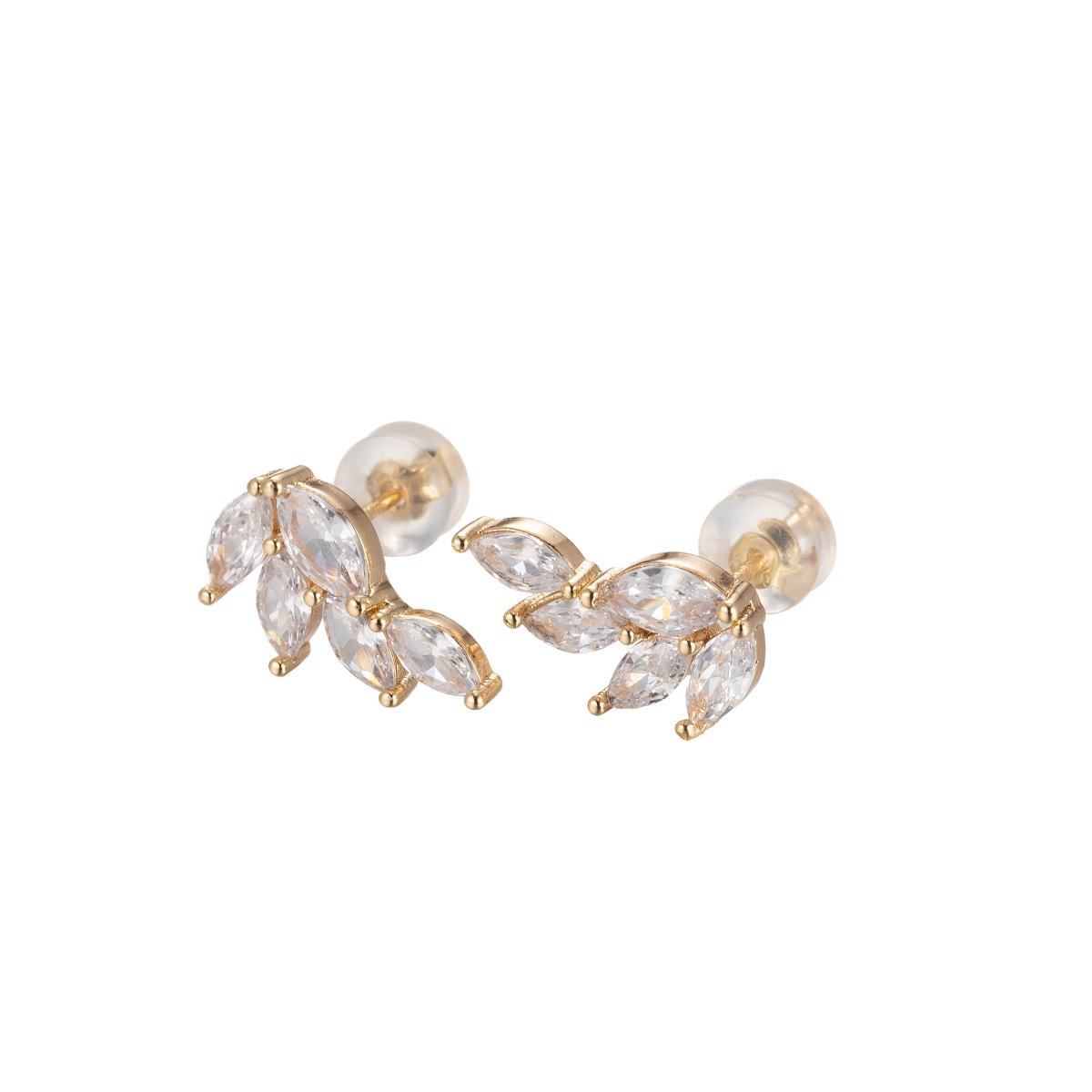 Marquise Cut Earrings, Crystal Encrusted, Wedding Earrings, Emerald Stud Earrings, bridesmaids earring, Bridal Earrings P-194 - DLUXCA