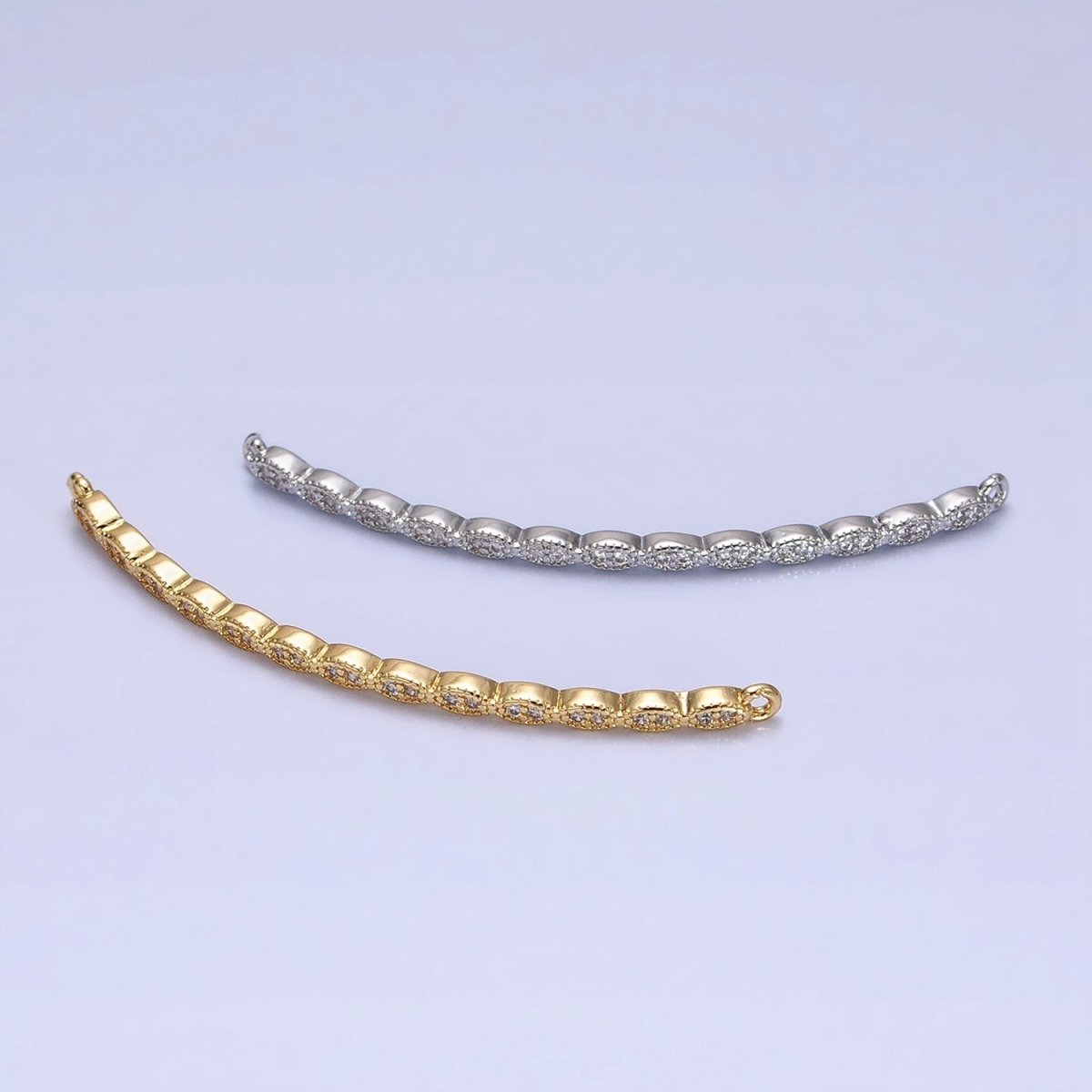 Marquise-Shaped Lined Micro Paved Clear CZ Link Connector in Gold & Silver | AA972 AA973 - DLUXCA