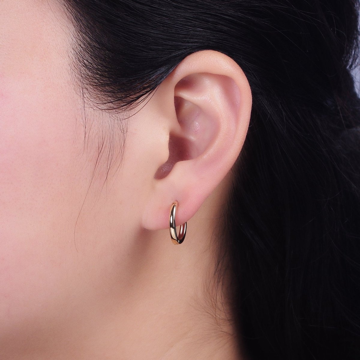 Medium Hoop Earrings in Gold Filled Dainty Gold Hoops Minimalist Earrings AD1396 AD1397 - DLUXCA