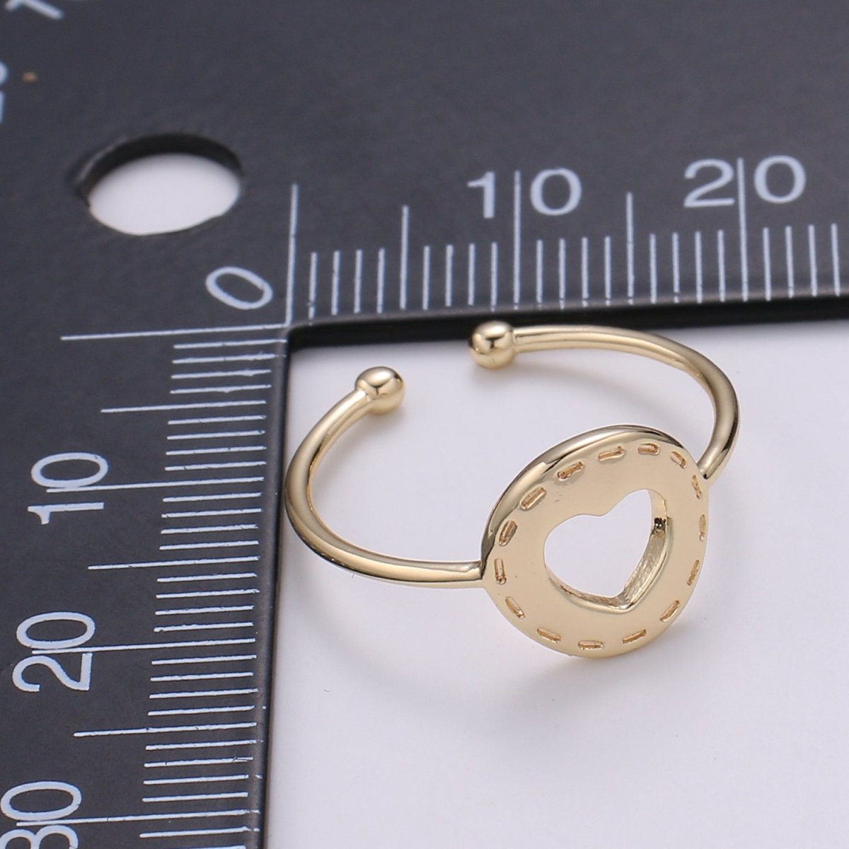 Mending Heart 18k Gold Ring, Love Adjustable Gold Curb Ring, Simple Ring, Circle Ring R-264 - DLUXCA
