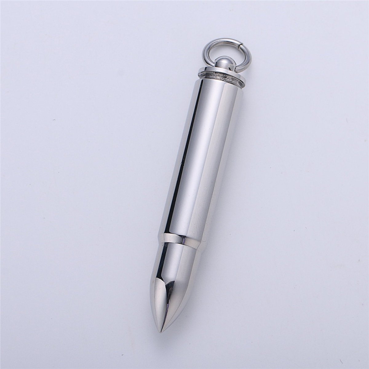 Mens Stainless Steel Bullet Pendant Necklaces Urn Ashes Necklace Supply for Cremation Memorial Keepsakes in Gold Silver Ammo E-664 - DLUXCA