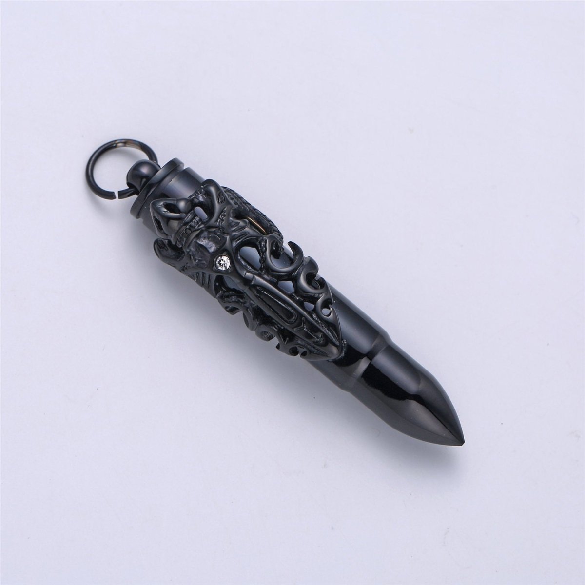 Mens Stainless Steel Dragon Bullet Pendant Necklaces Urn Ashes Necklace Supply for Cremation Memorial Keepsakes in Black Silver Gold Bullet E-662 E-693 E-694 - DLUXCA