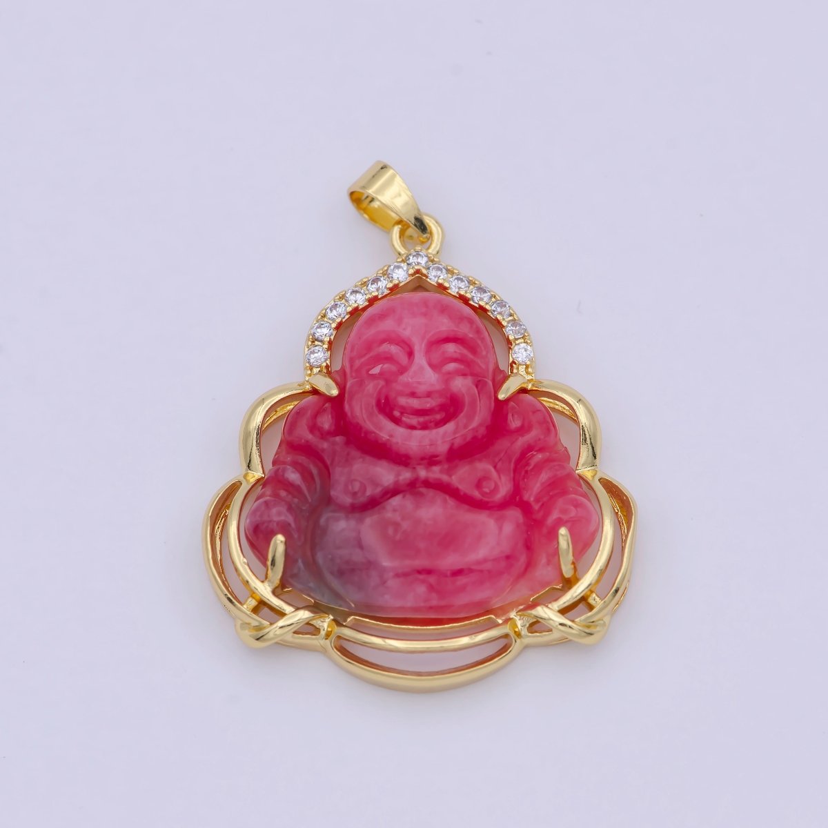 Men's Women's Real Red Jade Buddha 24k Gold Filled Pendant Fashion Statement Jewelry O-100 - DLUXCA